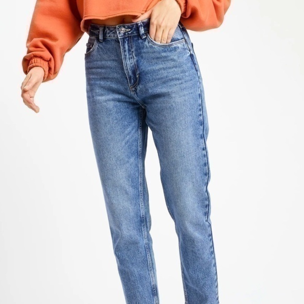 Piazza Italia Jeans Mom Fit Denim Donna high waist blue Italy Italian design 40